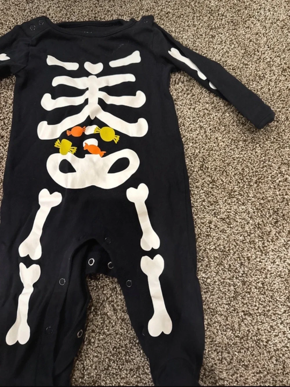 Carter's Black Baby Skeleton Footed One-Piece with Candy Accents